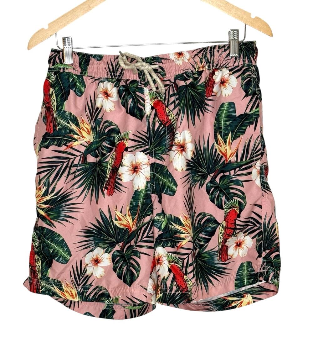 Trinity Coast Mens Medium Tropical Swim Trunks Lined Board Shorts Pockets
